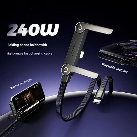 240W 2-in-1 C to C Fast Charging Cable with Phone Stand