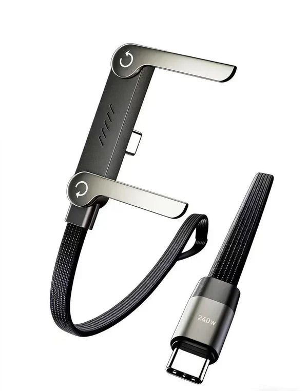 240W 2-in-1 C to C Fast Charging Cable with Phone Stand